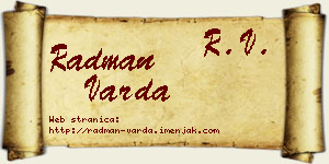 Radman Varda vizit kartica